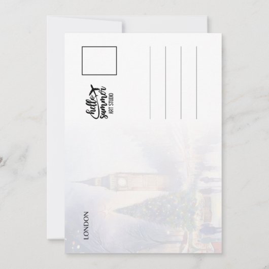 Kerst in de Waterverf van de Big Ben in Londen Kaart (Achterkant)