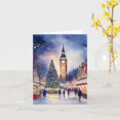 Kerst in de Waterverf van Londen Kaart (Gele Bloem)