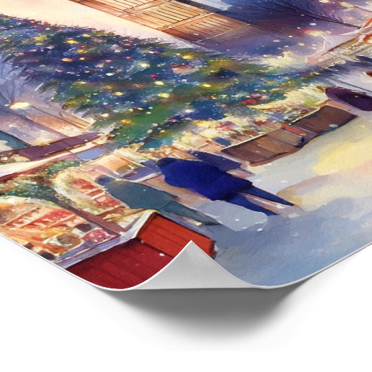 Kerst in de Waterverf van Londen Poster (Hoek)