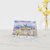 Kerst in de Waterverf van Salzburg Kaart (Gele Bloem)