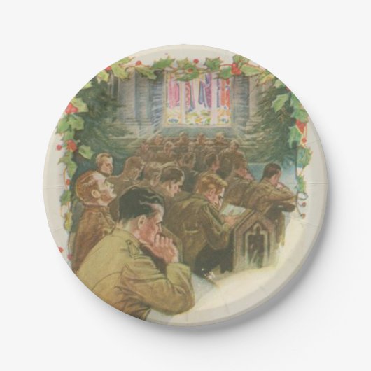  kerst in de wereldoorlog papieren bordje (Voorkant)