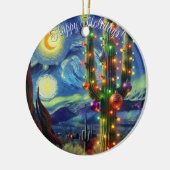 Kerst in de woestijn Saguaro Cactus Blue Green Keramisch Ornament (Links)