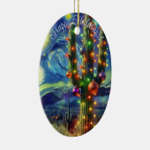 Kerst in de woestijn Saguaro Cactus Blue Green Keramisch Ornament (Rechts)