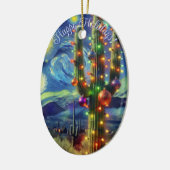 Kerst in de woestijn Saguaro Cactus Blue Green Keramisch Ornament (Links)