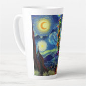 Kerst in de woestijn Saguaro Cactus Blue Green Latte Mok (Linkerhoek)