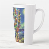 Kerst in de woestijn Saguaro Cactus Blue Green Latte Mok (Rechts)