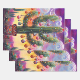 Kerst in de woestijn Saguaro Cactus Decoupage Inpakpapier Vel