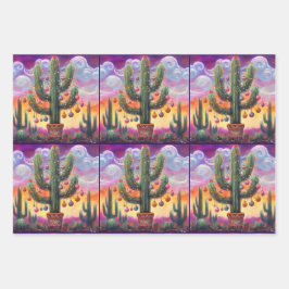 Kerst in de woestijn Saguaro Cactus Decoupage Inpakpapier Vel