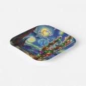 Kerst in de woestijn Saguaro Cactus Magnet Papieren Bordje (Gebogen)