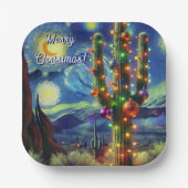 Kerst in de woestijn Saguaro Cactus Magnet Papieren Bordje (Voorkant)