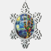 Kerst in de woestijn Saguaro Cactus Magnet Tin Sneeuwvlok Ornament (Rechts)