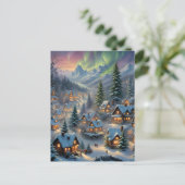 Kerst in een bergdorp, poollicht briefkaart (Staand voorkant)
