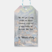 Kerst in een bergdorp, poollicht cadeaulabel (Achterkant)