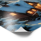 Kerst in een bergdorp, poollicht foto afdruk (Hoek)