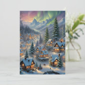 Kerst in een bergdorp, poollicht kaart (Staand voorkant)