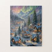 Kerst in een bergdorp, poollicht legpuzzel (Verticaal)