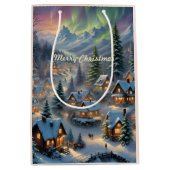 Kerst in een bergdorp, poollicht medium cadeauzakje (Voorkant)
