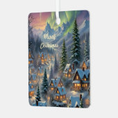 Kerst in een bergdorp, poollicht metalen ornament (Voorkant links)