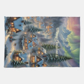 Kerst in een bergdorp, poollicht theedoek (Horizontaal)