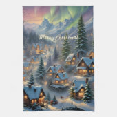 Kerst in een bergdorp, poollicht theedoek (Verticaal)