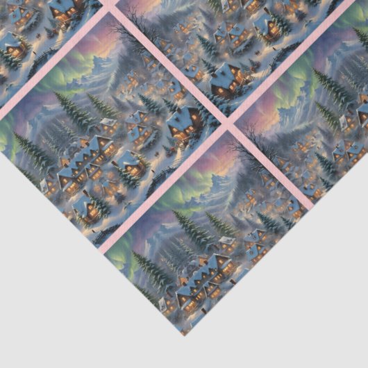 Kerst in een bergdorp, poollicht tissuepapier (Detail)