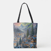 Kerst in een bergdorp, poollicht tote bag (Achterkant)