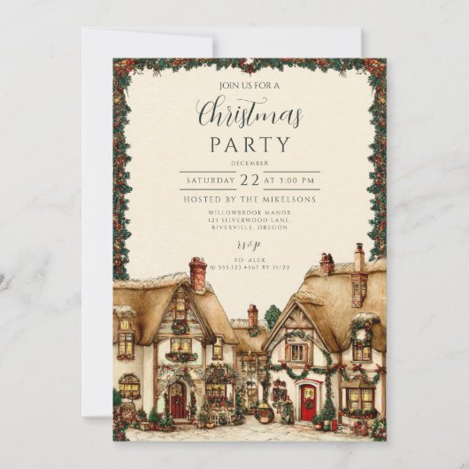 Kerst in een gezellig vakantiedorp kaart (Voorkant)