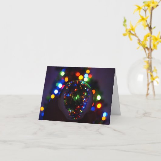 Kerst in een kristallen bol gevouwen kerst Kaart (Gele Bloem)