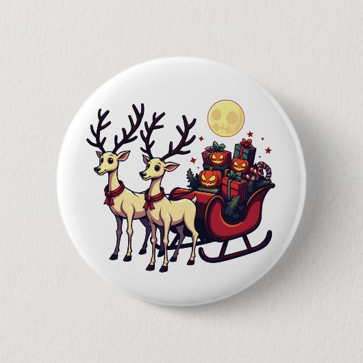 Kerst in Halloween rendier pompoen Cadeaus Ronde Button 5,7 Cm (Voorkant)