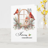 Kerst in herinnering Kardinaal Vogels in de winter Kaart (Gele Bloem)