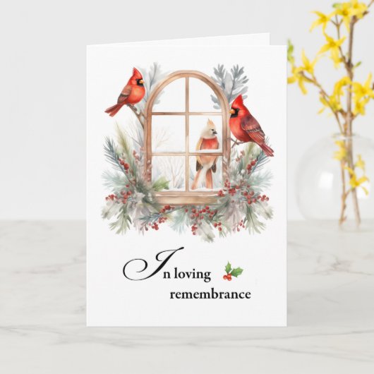 Kerst in herinnering Kardinaal Vogels in de winter Kaart (Gele Bloem)