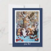 Kerst in het Bos: Funny Animals Invitation Kaart (Voorkant)