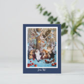 Kerst in het Bos: Funny Animals Invitation Kaart (Staand voorkant)