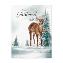 Kerst in het bos in Waterverf