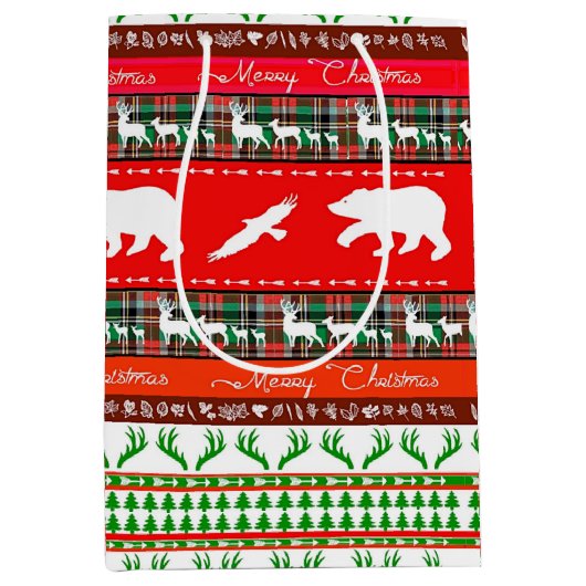 Kerst in het bos medium cadeauzakje (Voorkant)