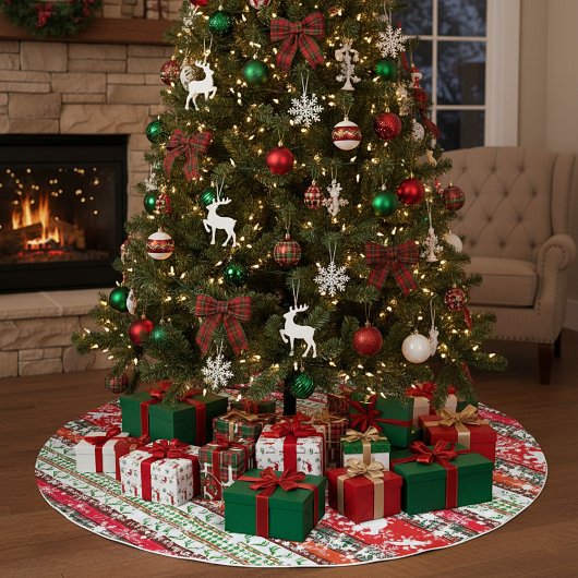 Kerst in het bos met sneeuwvlokken kerstboom rok