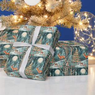 Kerst in het bos Natuur Illustratie Cadeaupapier