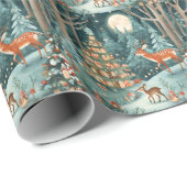 Kerst in het bos Natuur Illustratie Cadeaupapier (Rol Hoek)