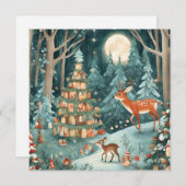 Kerst in het bos Natuur Illustratie Feestdagenkaart (Voorkant / Achterkant)