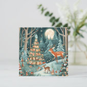 Kerst in het bos Natuur Illustratie Feestdagenkaart (Staand voorkant)