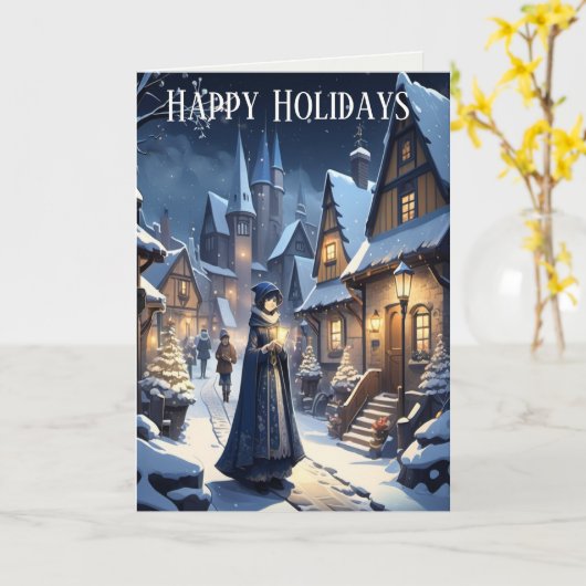 Kerst in het dorp kaart (Gele Bloem)