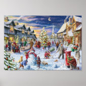 kerst in het dorp poster (Voorkant)