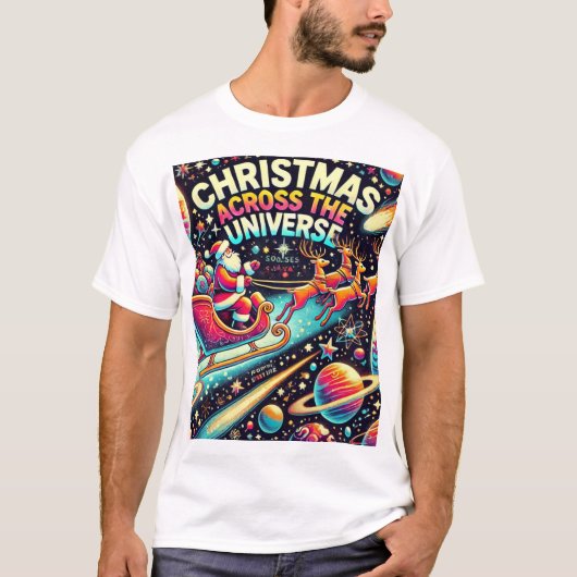 Kerst in het heelal – Santa in de ruimte T-shirt (Voorkant)