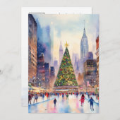 Kerst in het New York City Waterverf Briefkaart (Voorkant / Achterkant)