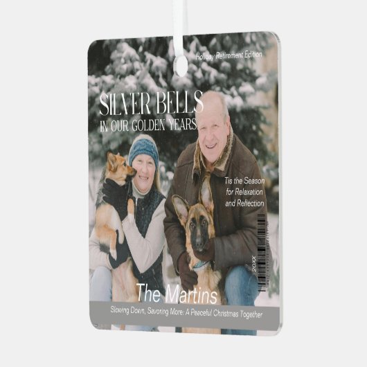 Kerst in het Retirement Magazine Hoesje Metalen Ornament (Voorkant links)