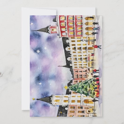 Kerst in het Waterverf Briefkaart van Madrid (Voorkant)