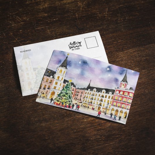 Kerst in het Waterverf Briefkaart van Madrid
