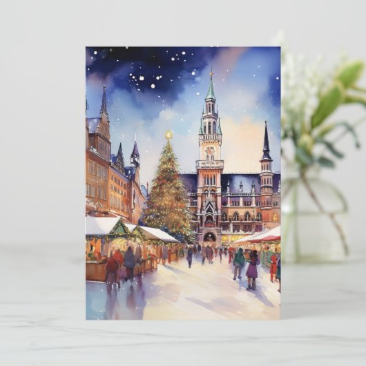 Kerst in het Waterverf Briefkaart van München (Staand voorkant)