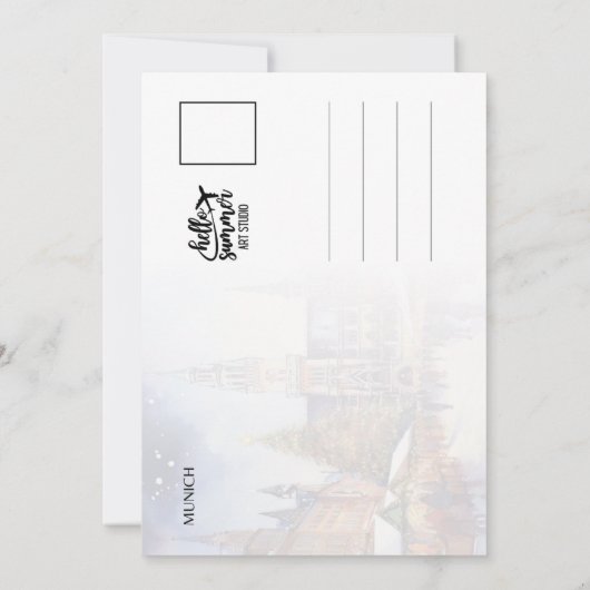 Kerst in het Waterverf Briefkaart van München (Achterkant)
