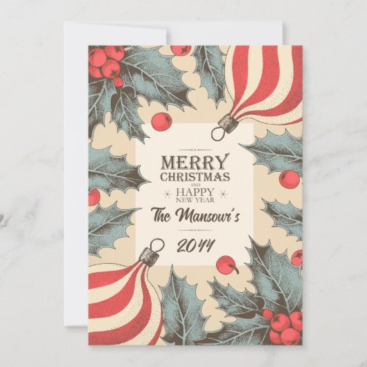 kerst in Holly Feestdagenkaart (Voorkant)